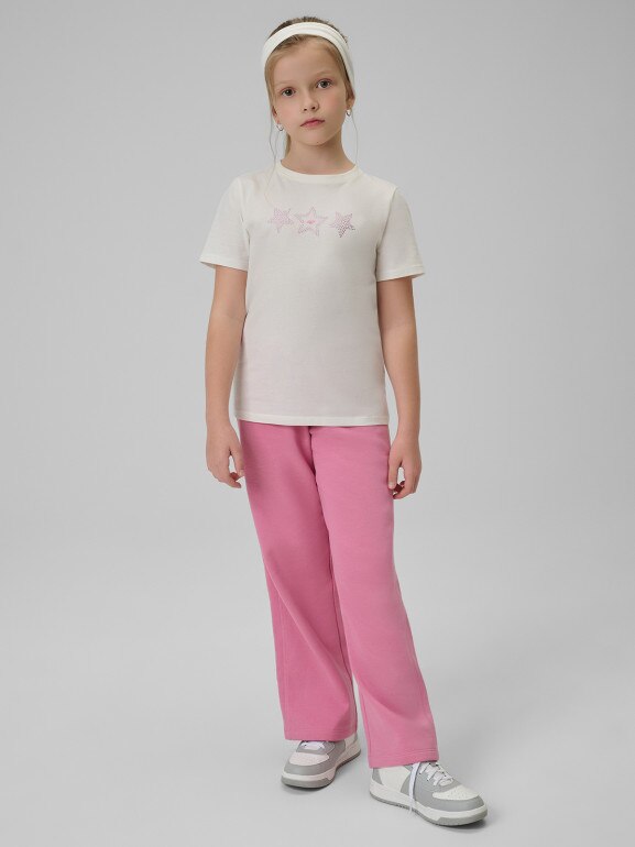 Dziewczęcy t-shirt z nadrukiem 4F 4FJRSS26TTSHF3455 - biały