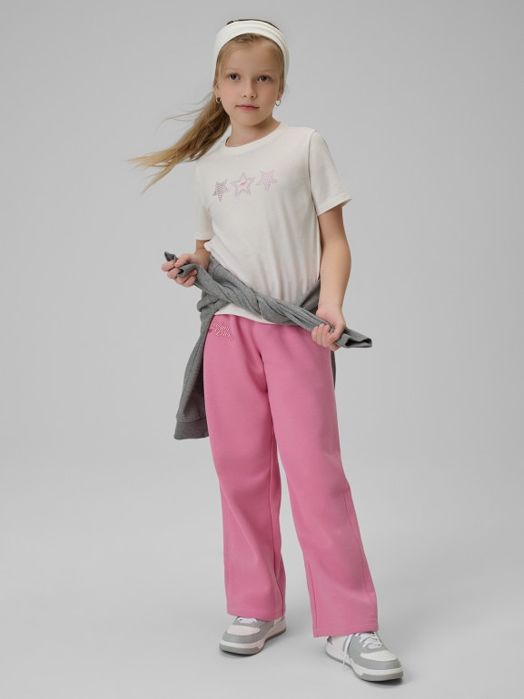 Dziewczęcy t-shirt z nadrukiem 4F 4FJRSS26TTSHF3455 - biały