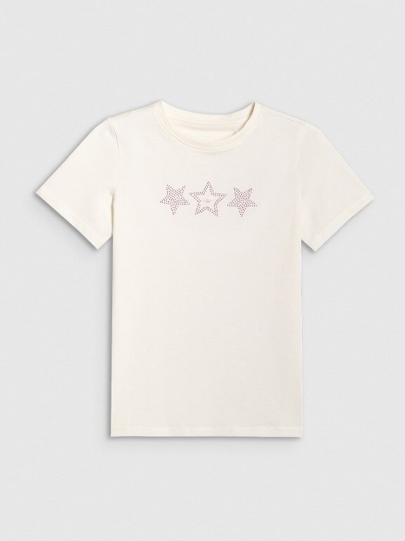 Dziewczęcy t-shirt z nadrukiem 4F 4FJRSS26TTSHF3455 - biały