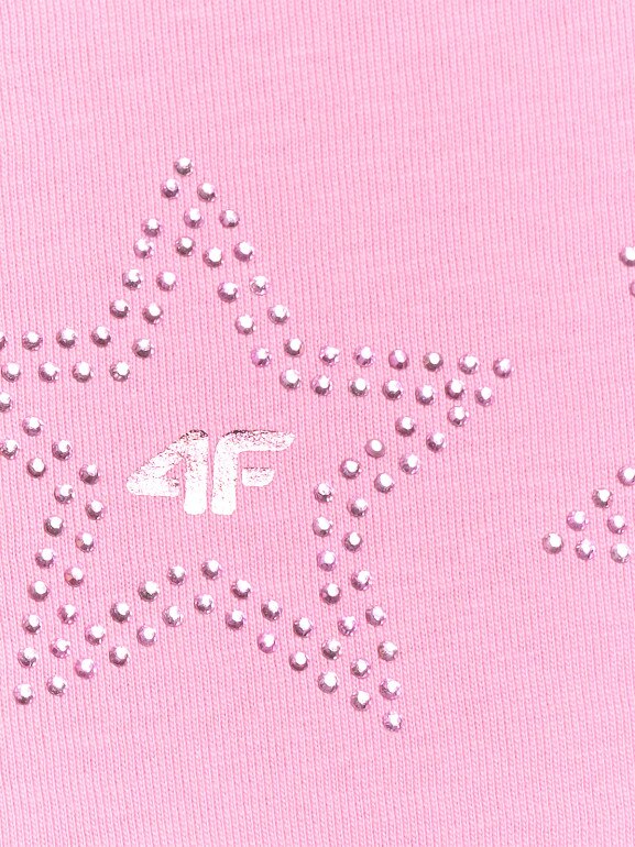 Dziewczęcy t-shirt z nadrukiem 4F 4FJRSS26TTSHF3455 - różowy