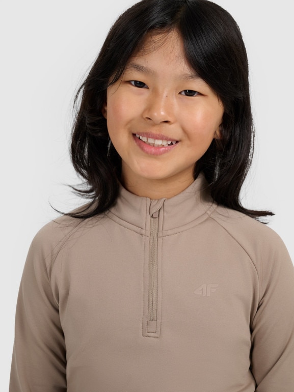Dziecięca bielizna termiczna ocieplana (góra) 4F 4FJRAW25UBRUU115 - beżowa