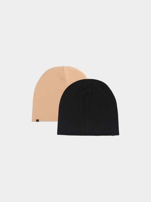 Dziecięca czapka beanie dwustronna 4F 4FJWSS25ACAPU505 - beżowa