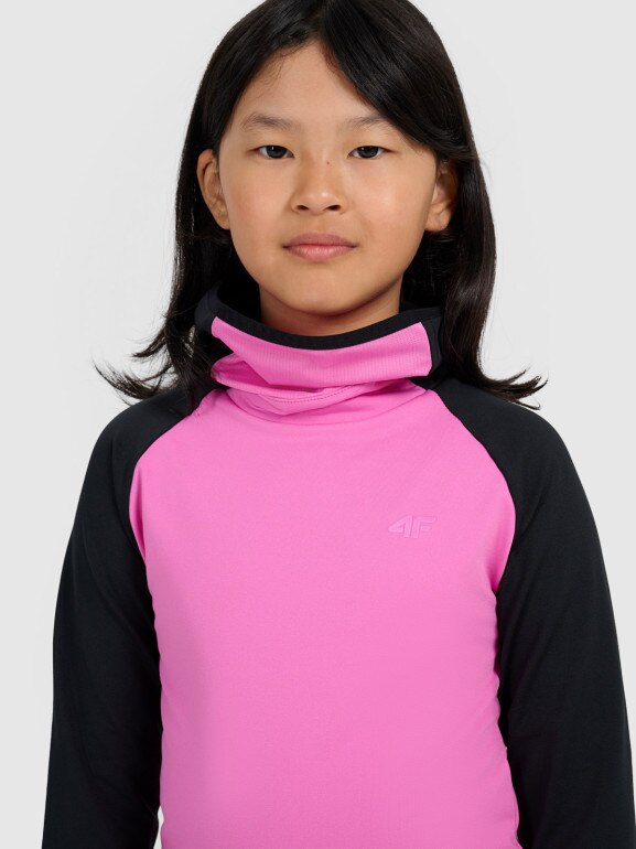 Dziewczęca bielizna termiczna ocieplana (góra) 4F 4FJRAW25UBRUF112 - różowa