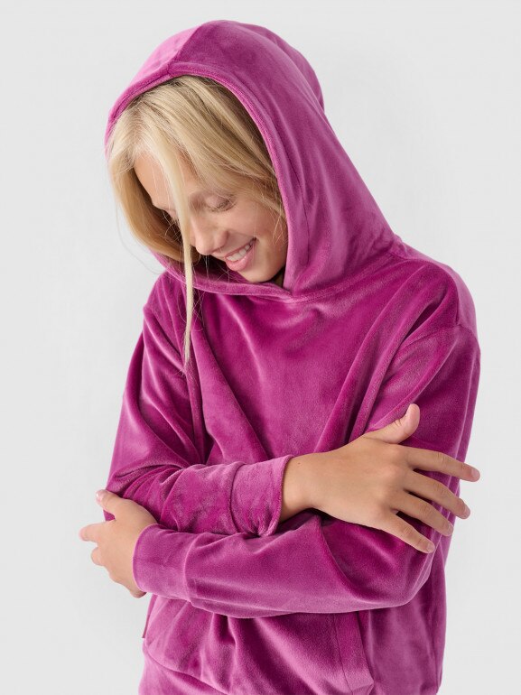 Dziewczęca bluza dresowa 4F 4FJWAW24TSWSF1216 - różowa