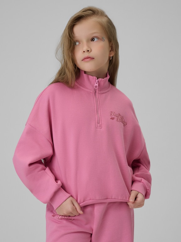 Dziewczęca bluza dresowa bez kaptura 4F 4FJRSS26TSWSF2625 - różowa