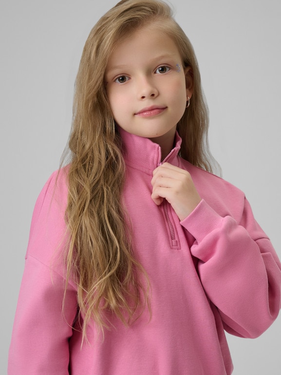 Dziewczęca bluza dresowa bez kaptura 4F 4FJRSS26TSWSF2625 - różowa