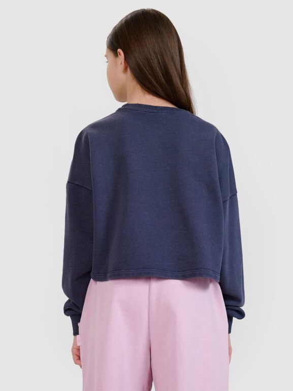 Dziewczęca bluza dresowa nierozpinana bez kaptura 4F 4FJWSS25TSWSF1483 - szara