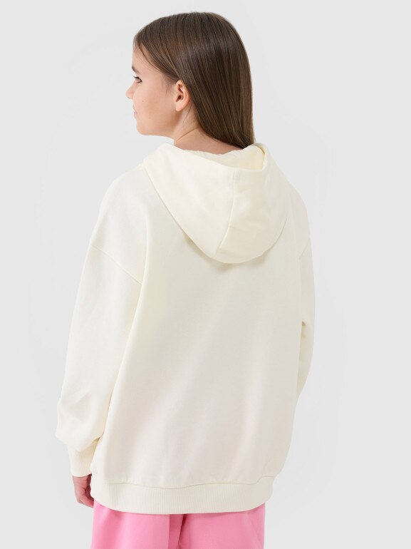 Dziewczęca bluza dresowa nierozpinana z kapturem 4F 4FJASAW24TSWSF2156 - żółta