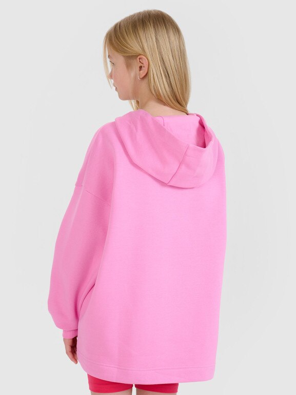 Dziewczęca bluza dresowa nierozpinana z kapturem 4F 4FJRSS25TSWSF2235 - różowa