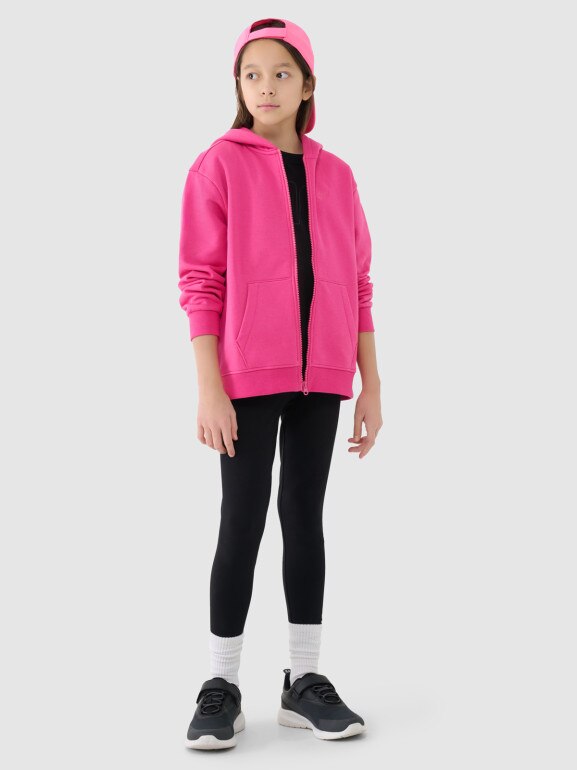 Dziewczęca bluza dresowa rozpinana z kapturem 4F 4FJRAW24TSWSF1830 - różowa