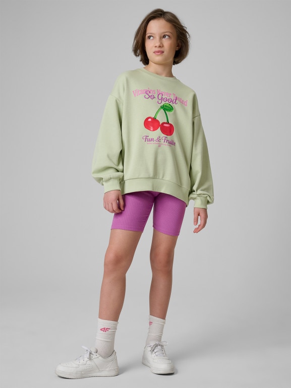 Dziewczęca bluza nierozpinana bez kaptura 4F 4FJRSS26TSWSF2903 - miętowa