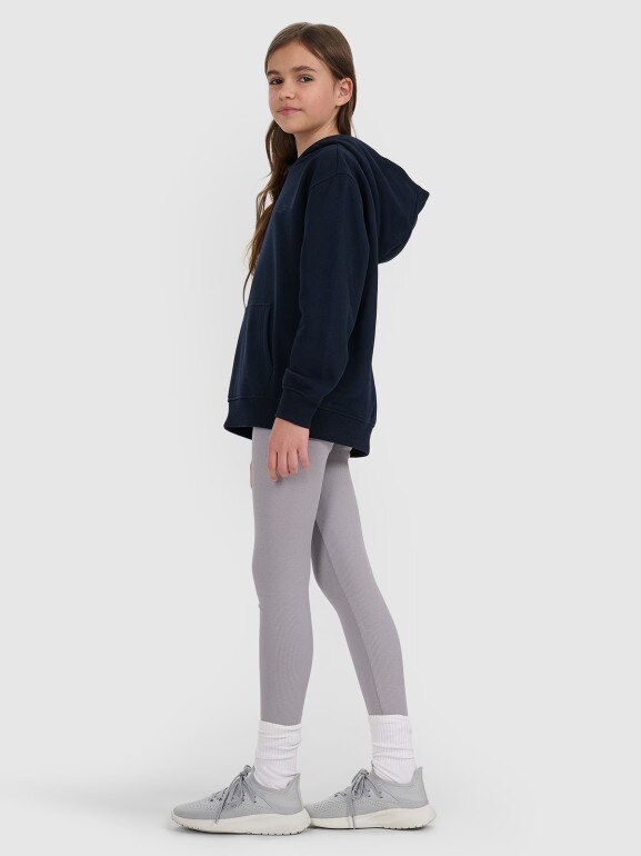 Dziewczęca bluza nierozpinana z kapturem 4F 4FJRMM00TSWSF2465 - granatowa