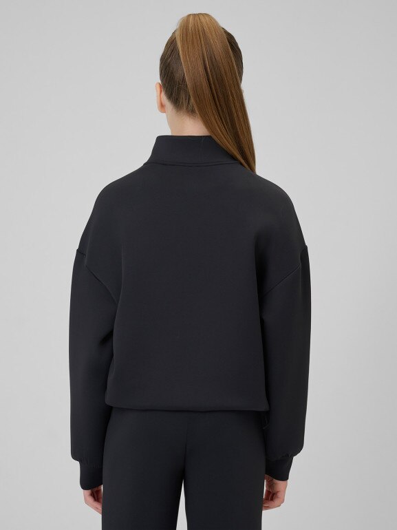 Dziewczęca bluza treningowa bez kaptura 4F 4FJRSS26TFSWF0990 - czarna
