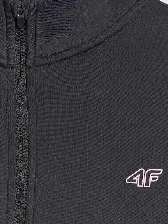 Dziewczęca bluza treningowa bez kaptura 4F 4FJRSS26TFSWF0990 - czarna
