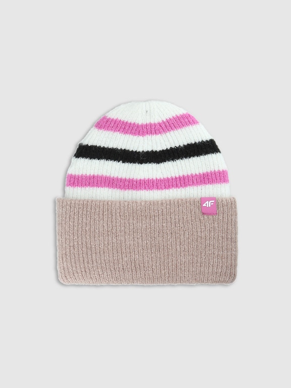 Dziewczęca czapka beanie 4F 4FJWAW25ACAPF646 - multikolor