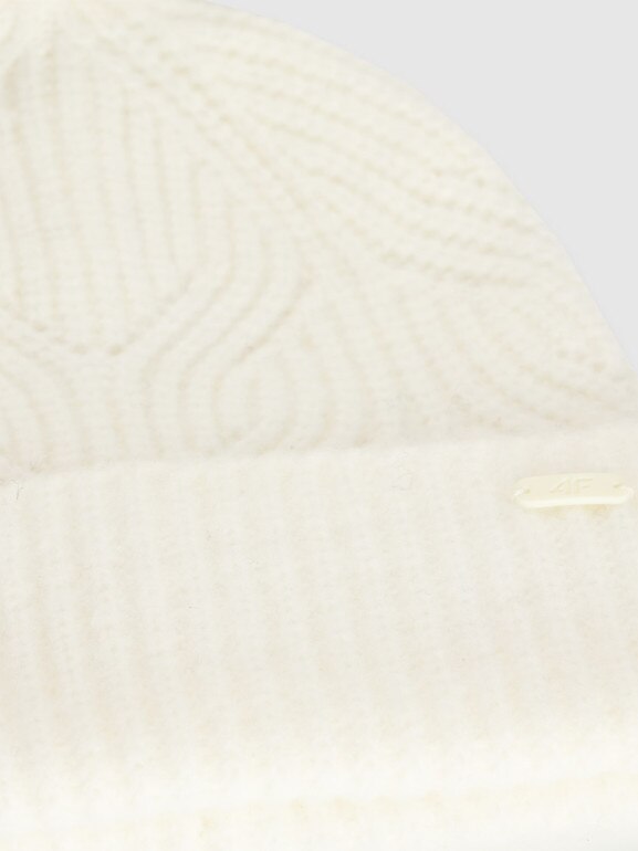 Dziewczęca czapka z pomponem 4F 4FJWAW25ACAPF648 - biała