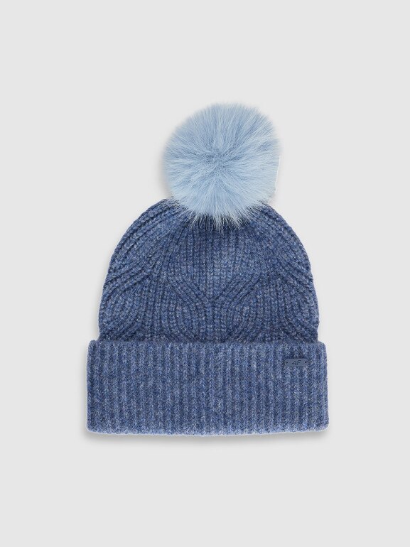 Dziewczęca czapka z pomponem 4F 4FJWAW25ACAPF648 - niebieska