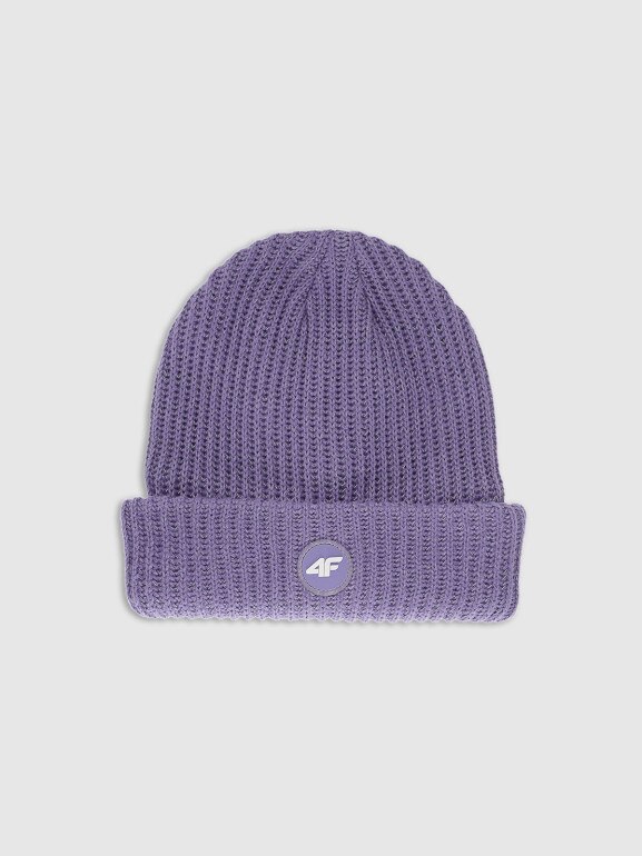Dziewczęca czapka zimowa odblaskowa 4F 4FJRAW25ACAPF0750 - fioletowa