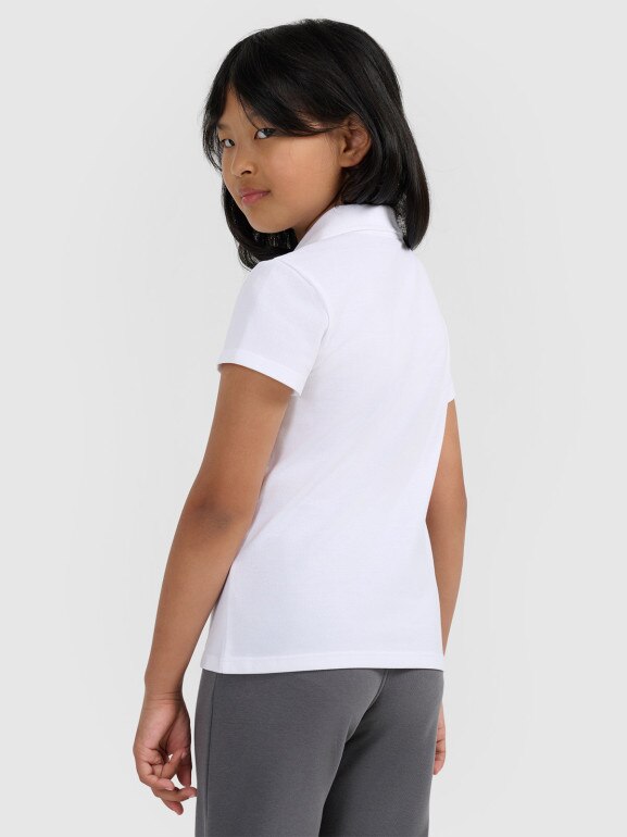 Dziewczęca koszulka polo 4F 4FJRAW25TPTSF0740 - biała