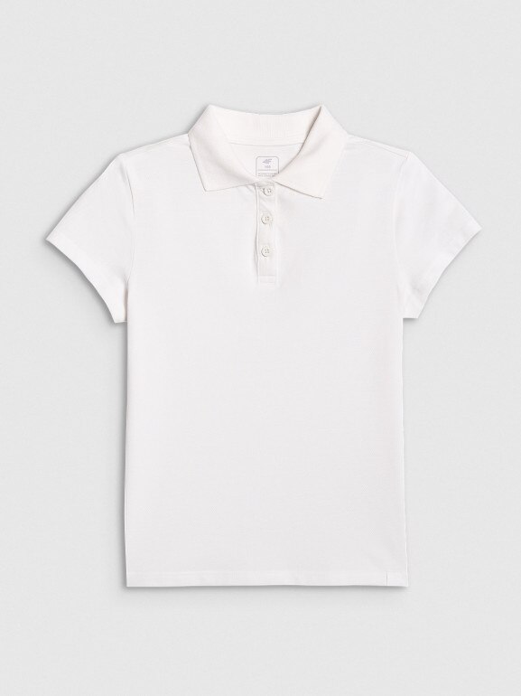 Dziewczęca koszulka polo 4F 4FJRAW25TPTSF0740 - biała