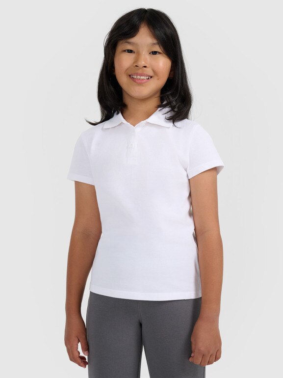 Dziewczęca koszulka polo 4F 4FJRAW25TPTSF0740 - biała
