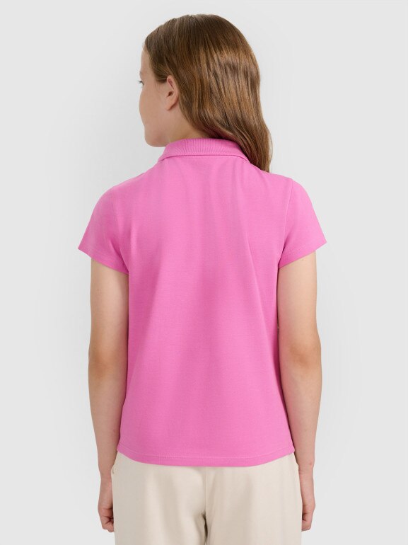 Dziewczęca koszulka polo 4F 4FJRAW25TPTSF0740 - różowa