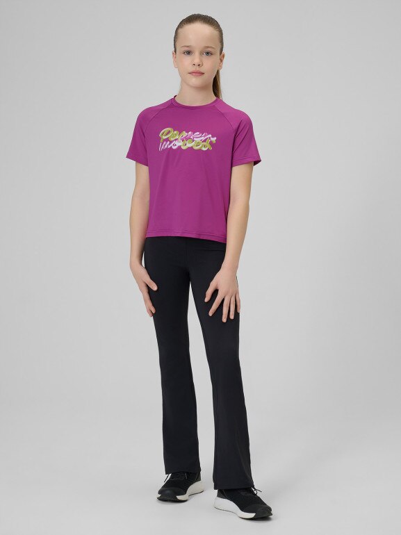 Dziewczęca koszulka treningowa 4F 4FJRSS26TFTSF2386 - fioletowa