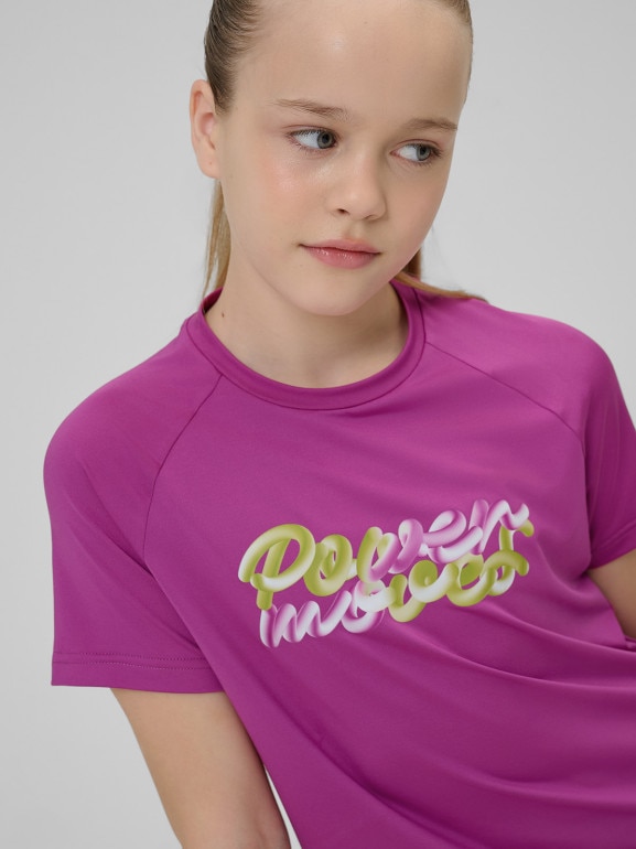Dziewczęca koszulka treningowa 4F 4FJRSS26TFTSF2386 - fioletowa