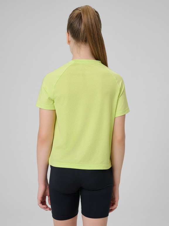 Dziewczęca koszulka treningowa 4F 4FJRSS26TFTSF2386 - zielona