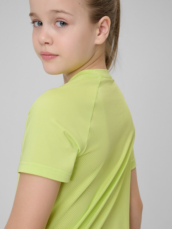 Dziewczęca koszulka treningowa 4F 4FJRSS26TFTSF2386 - zielona