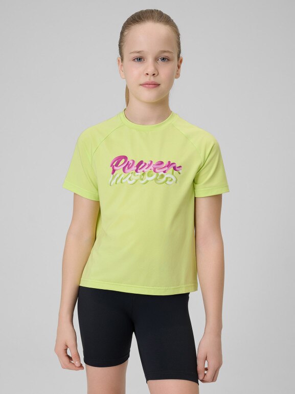 Dziewczęca koszulka treningowa 4F 4FJRSS26TFTSF2386 - zielona
