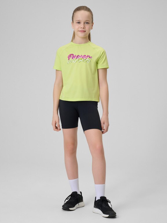 Dziewczęca koszulka treningowa 4F 4FJRSS26TFTSF2386 - zielona