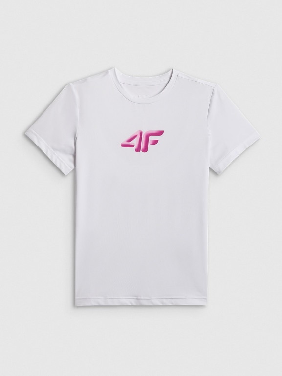 Dziewczęca koszulka treningowa 4F 4FJRSS26TFTSF2388 - biała