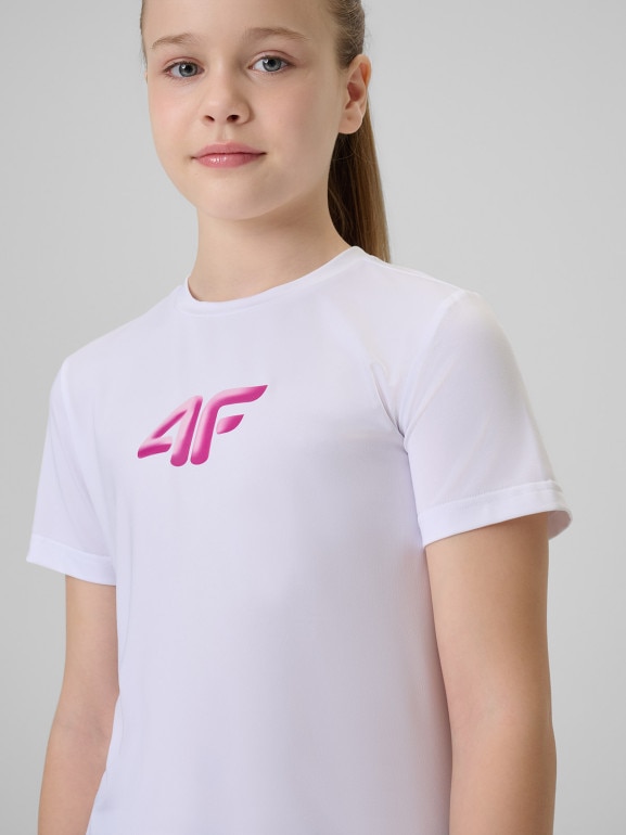 Dziewczęca koszulka treningowa 4F 4FJRSS26TFTSF2388 - biała