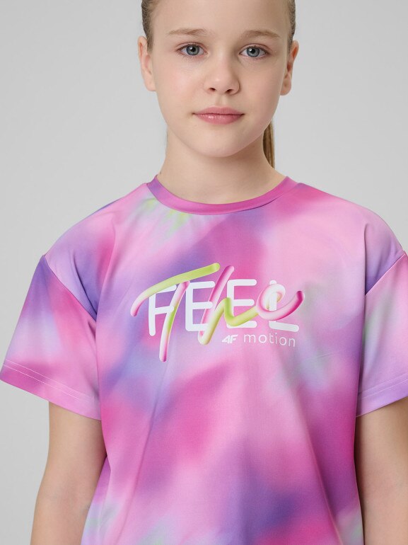 Dziewczęca koszulka treningowa 4F 4FJRSS26TFTSF2394 - multikolor