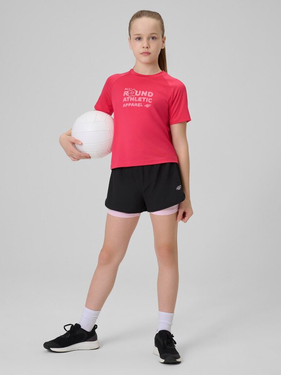 Dziewczęca koszulka treningowa 4F 4FJWSS26TFTSF1962 - różowa