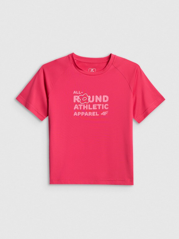 Dziewczęca koszulka treningowa 4F 4FJWSS26TFTSF1962 - różowa