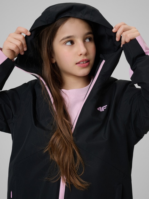 Dziewczęca kurtka przejściowa 4F 4FJWSS26TTJAF0958 - czarna