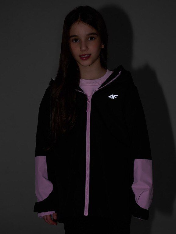Dziewczęca kurtka przejściowa 4F 4FJWSS26TTJAF0958 - czarna