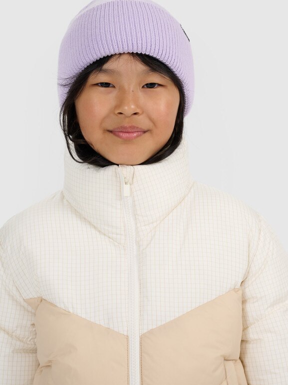 Dziewczęca kurtka puchowa pikowana 4F 4FJRAW25TDJAF0807 - beżowa