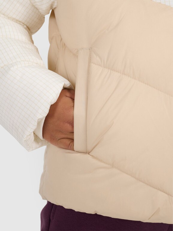 Dziewczęca kurtka puchowa pikowana 4F 4FJRAW25TDJAF0807 - beżowa