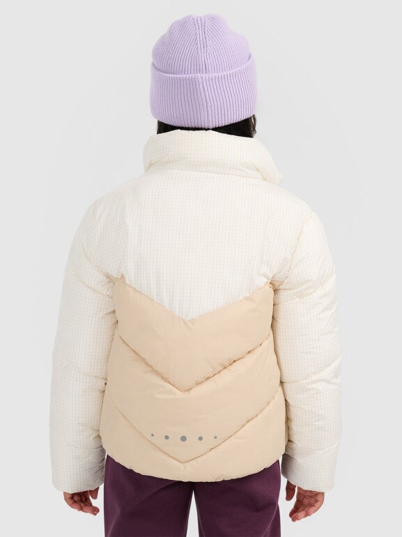 Dziewczęca kurtka puchowa pikowana 4F 4FJRAW25TDJAF0807 - beżowa