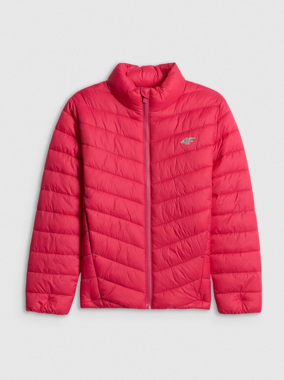Dziewczęca kurtka puchowa pikowana 4F 4FJRSS26TDJAF0864 - różowa