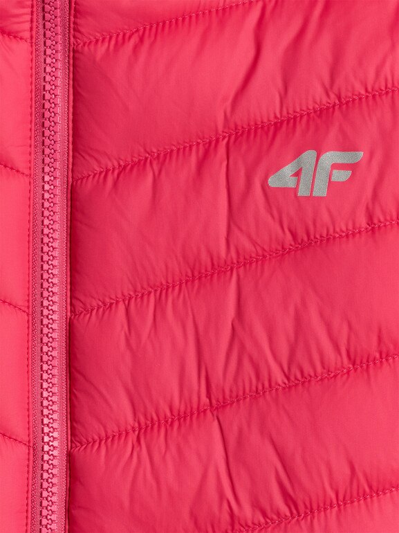 Dziewczęca kurtka puchowa pikowana 4F 4FJRSS26TDJAF0864 - różowa