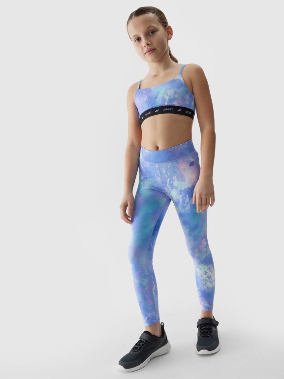 Dziewczęce legginsy 4F 4FJWSS24TFTIF222 - fioletowe