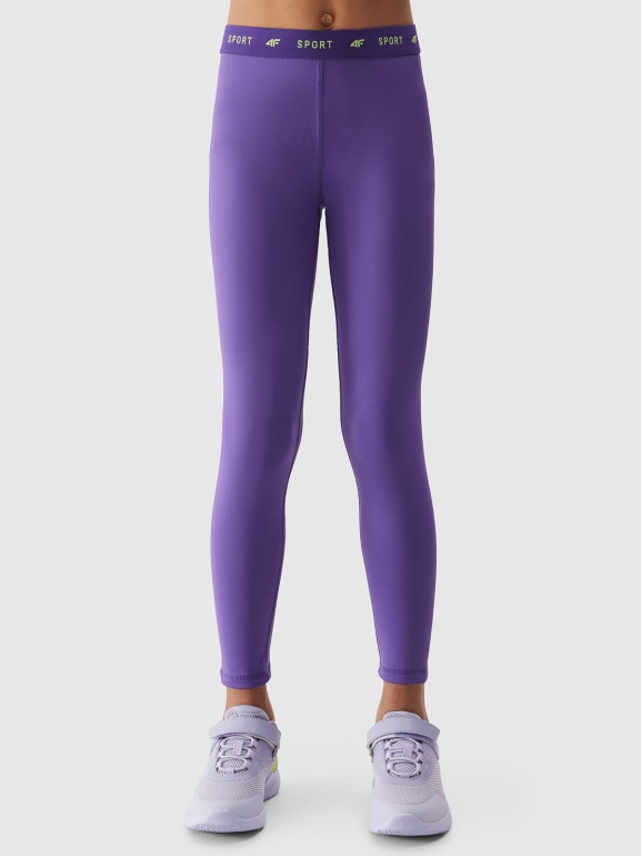 Dziewczęce legginsy 4F 4FJWSS24TFTIF223 - fioletowe