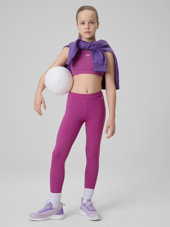 Dziewczęce legginsy sportowe 4F 4FJRSS26TFTIF522 - różowe
