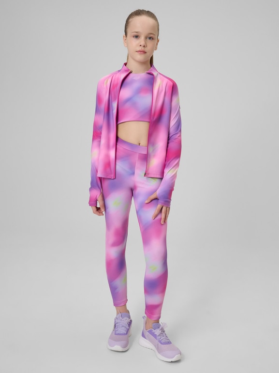 Dziewczęce legginsy treningowe 4F 4FJRSS26TFTIF519 - multikolor