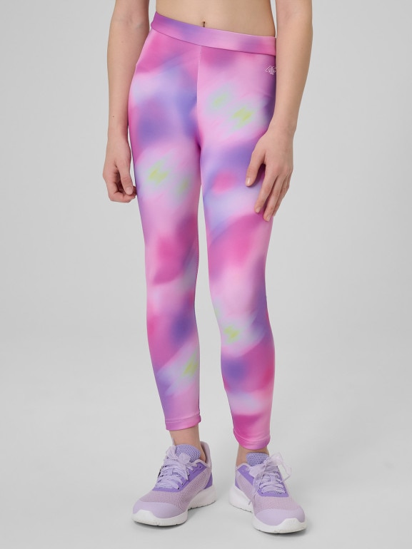 Dziewczęce legginsy treningowe 4F 4FJRSS26TFTIF519 - multikolor