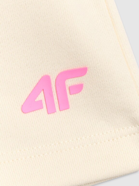 Dziewczęce spodenki dresowe 4F 4FJWSS26TSHOF769 - białe